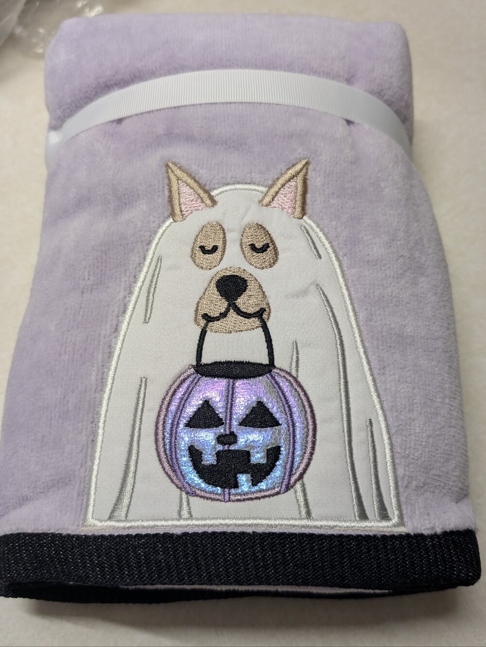 Kassatex Lavender Dog Embroidered Hand Towel